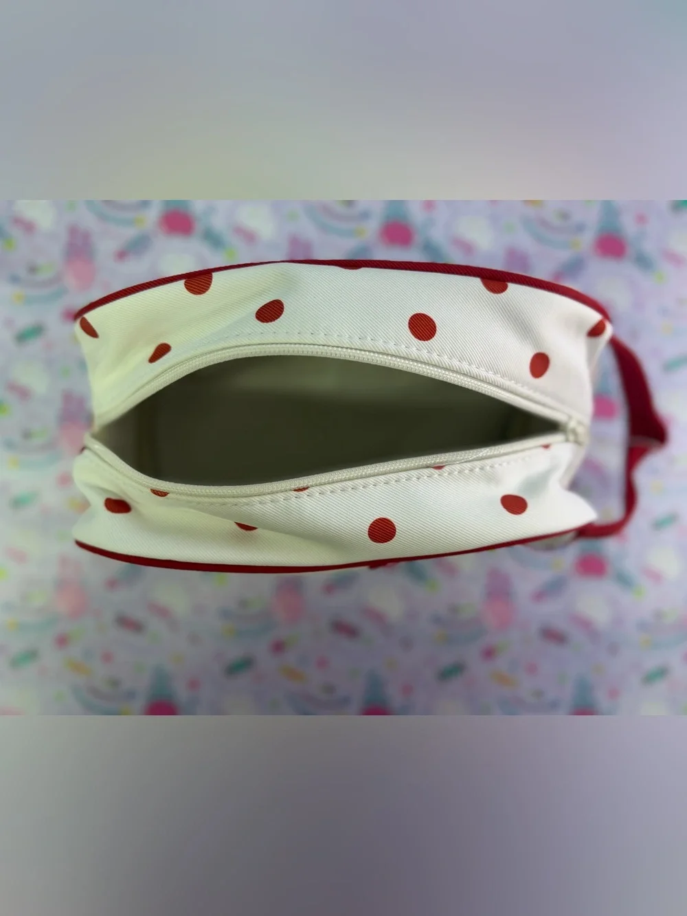Red Polka Dot 'My Sweet Piano' Cosmetic Bag